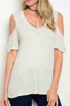  Beige Cold-shoulder Top