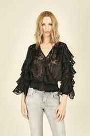  Black Snakeskin Burnout Smocked Bottom Top