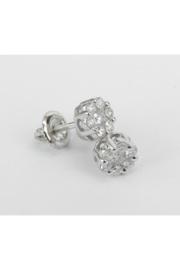  14k White Gold Diamond Studs Flower Cluster Halo Stud Earrings Screw Backs Wedding Gift