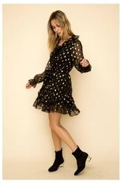  Metallic/dot Ruffled Dress