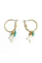  White Cross-charm Dangle-earrings