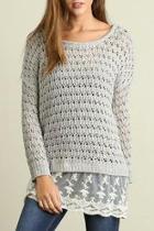  Lace Detail Sweater