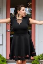  Scalloped Black Dress