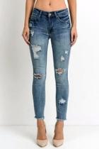  Distressed Fray Hem Jeans
