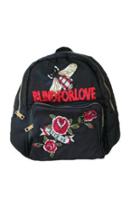  Black Nylon Stripe Blind For Love Patch Backpack
