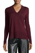  Burgundy Long-sleeve Sweater