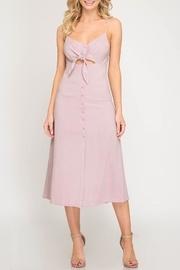  Front-tie Button-down Midi-dress