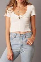  V-neck White Crop-top