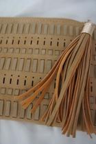  Weaved-tassle Leather Clutch