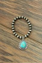 Natural-turquoise Charm Stretch-bracelet