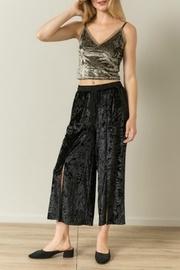  Slit Detail Velvet Wide Leg Pants