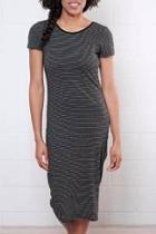  Stripe Calf Length Dress