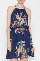  Floral Blue Silk Dress