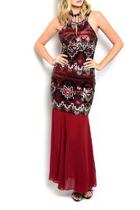  Burgandy Sequins Dress