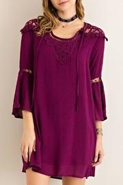  Wine Crochet-detail Dress