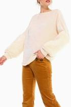  Faux Fur Sleeve Sweater