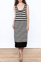  Stripe Print Midi Dress