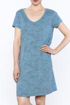  Blue Camouflage Print Dress