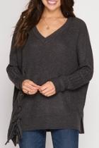  Side Lace Up Pullover