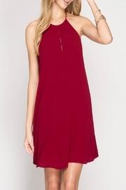  Red High Neck Dress