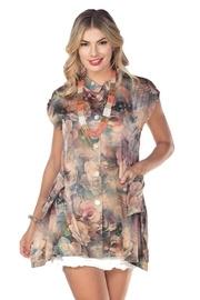  Floral Button-up Tunic