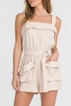  Taupe Belted Romper