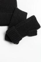  Cashmere Blended Ribbed Fingerless Gloves