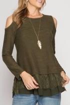  Olive Lace Top