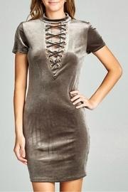  Grey Lace Up Dress