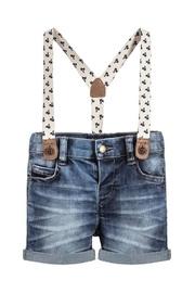  Dark-denim Shorts & Suspenders