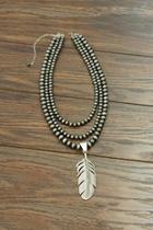  24-inch Navajo-pearl Feather-pendent-necklace