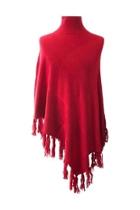  Red Cashmere Poncho