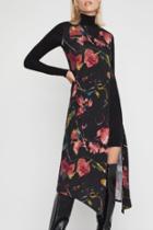  Asymmetrical Floral Turtleneck Dress