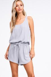  Ribbed Drawstring Waist Romper