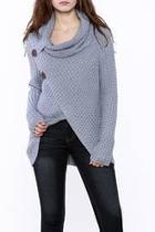  Knit Wrap Button Sweater