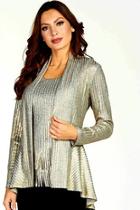  Frank Lyman Metallic Silver & Gold Ribbed Jacket