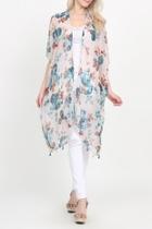  Open-front Knee-length Floral-cardigan