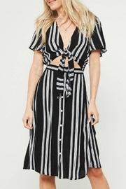  Stripe Open-front Midi-dress