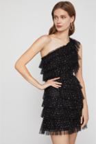  Tiered Ruffle One Shoulder Dress