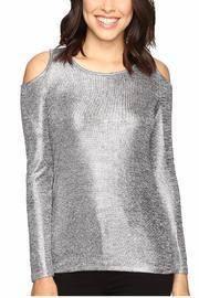  Metallic Cold Shoulder Top