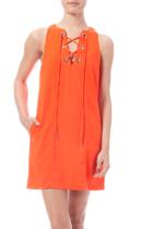  Tangerine Grommet Detailed Dress