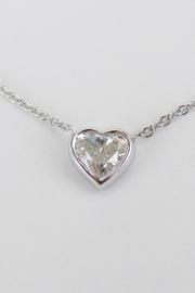 14k White Gold Heart Diamond Solitaire Pendant Necklace 17 Chain Bezel Set Wedding Gift