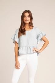  Ruffle Chambray Top