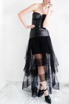  Tulle Leather Skirt