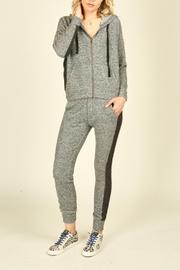  Front Zip Hoodie With Contrast Stripe Band