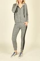  Front Zip Hoodie With Contrast Stripe Band