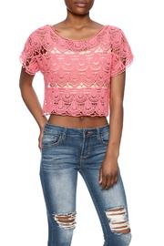  Coral Crocheted Crop Top