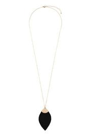  Fringe-leaf-shape Leather-pendant-necklace