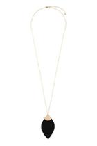  Fringe-leaf-shape Leather-pendant-necklace