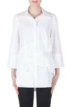  Tiered White Blouse W 3/4 Sleeves